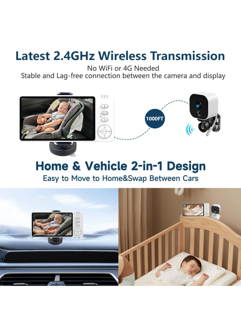 CoddleBaby Baby Car Mirror Camera with 5'' 1080P IPS Display, Night Vision, Wide View Backseat Camera for Rear-Facing Infant Car Seat - Image 3