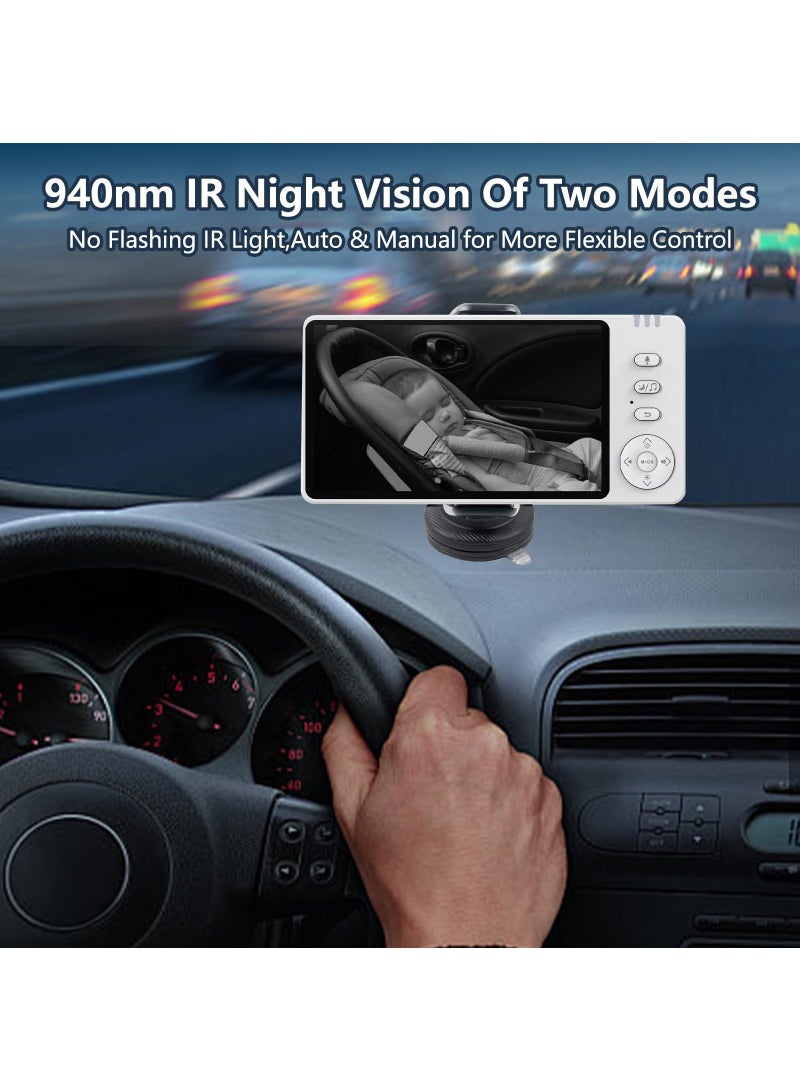 CoddleBaby Baby Car Mirror Camera with 5'' 1080P IPS Display, Night Vision, Wide View Backseat Camera for Rear-Facing Infant Car Seat - Image 5