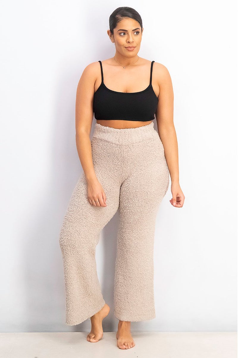 XOXO Women Comfort Knit Lounge Wide,Leg Pajama Pant, Coffee Milk - Image 3