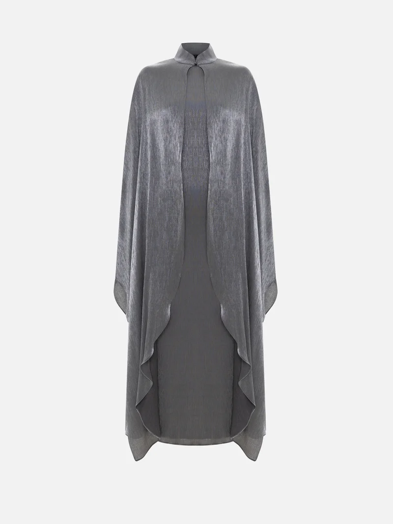 Lichi Metallic fabric maxi dress with long cape