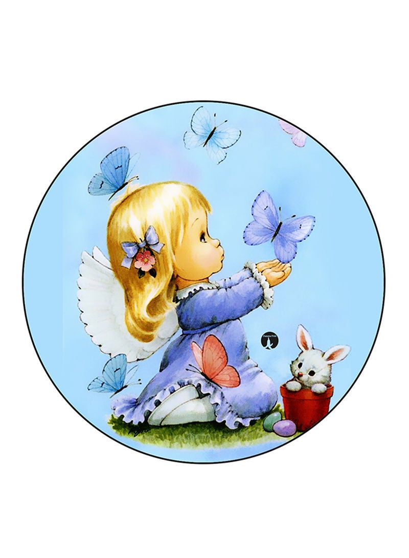 RKN Girl Printed Mouse Pad  Round  Multicolour
