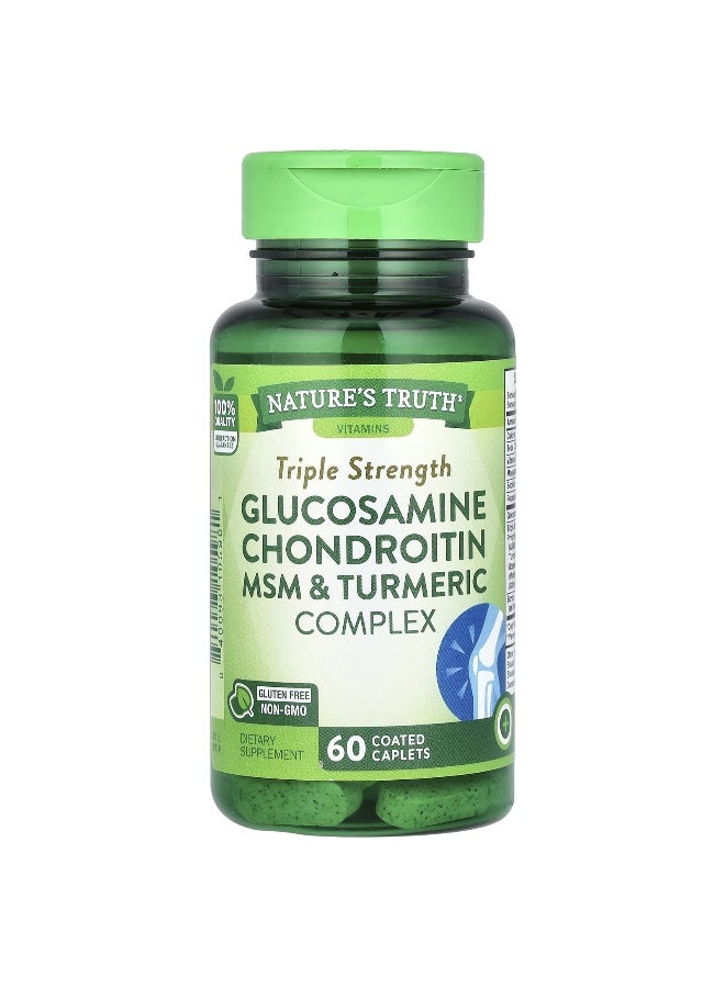 natures truth Nature's Truth, Triple Strength Glucosamine Chondroitin MSM & Turmeric Complex, 60 Coated Caplets - Image 1