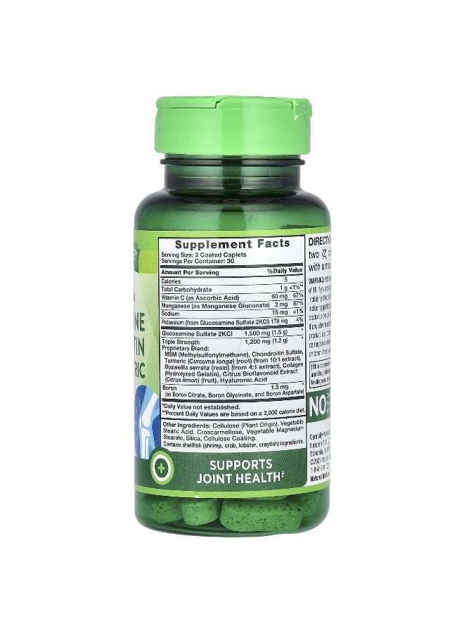 natures truth Nature's Truth, Triple Strength Glucosamine Chondroitin MSM & Turmeric Complex, 60 Coated Caplets - Image 2