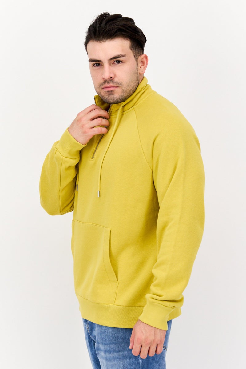 ESPRIT سويت شيرت رجالي بأكمام طويلة وياقة عالية بسحاب نصف، خردل - Image 2