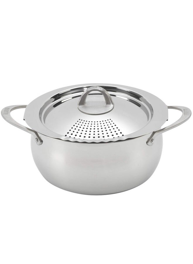 BIALeTTI Bialetti 6 Quart Pasta Pot with Strainer Lid, Stainless-Steel - Elongated Oval Pot for Long Spaghetti, Lasagna, Penne & Farfalle, Heat Resistant Handles & Nonstick Interior, Large Pot for Cooking  - Image 1