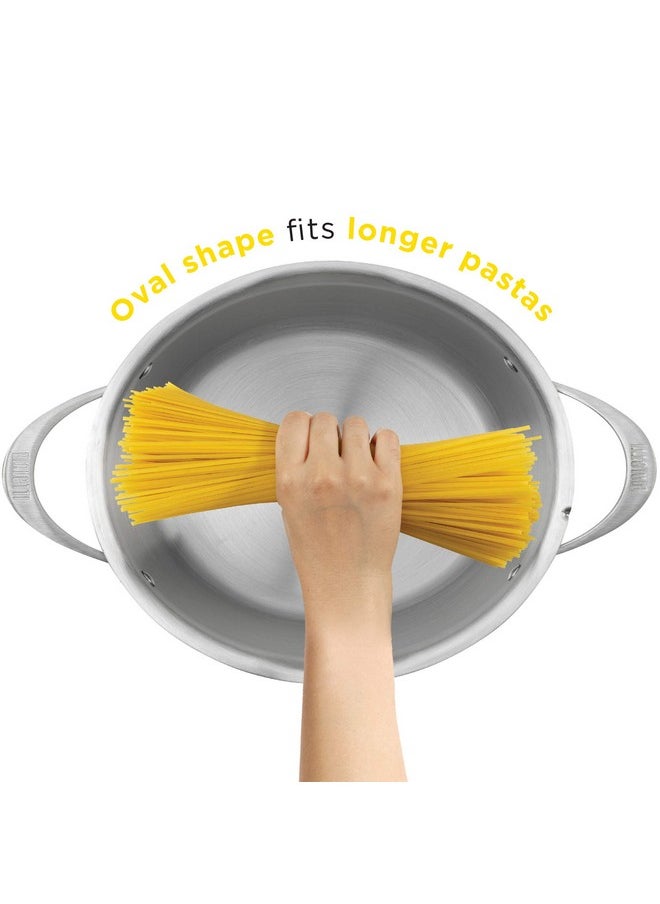 BIALeTTI Bialetti 6 Quart Pasta Pot with Strainer Lid, Stainless-Steel - Elongated Oval Pot for Long Spaghetti, Lasagna, Penne & Farfalle, Heat Resistant Handles & Nonstick Interior, Large Pot for Cooking  - Image 3