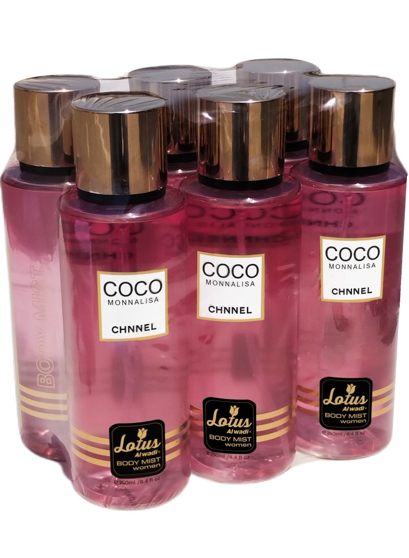 Lotus Alwadi Lotus AlWadi Coco Monnalisa Fragrance, Body Mist Women signature Collection, 8.4 Ounce (6 piece Gift Set)  - Image 3