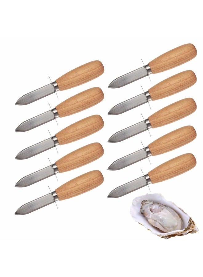 Domg 10Pcs Oyster/Clam Shucking Knife Opener with Wooden Handle - Image 1