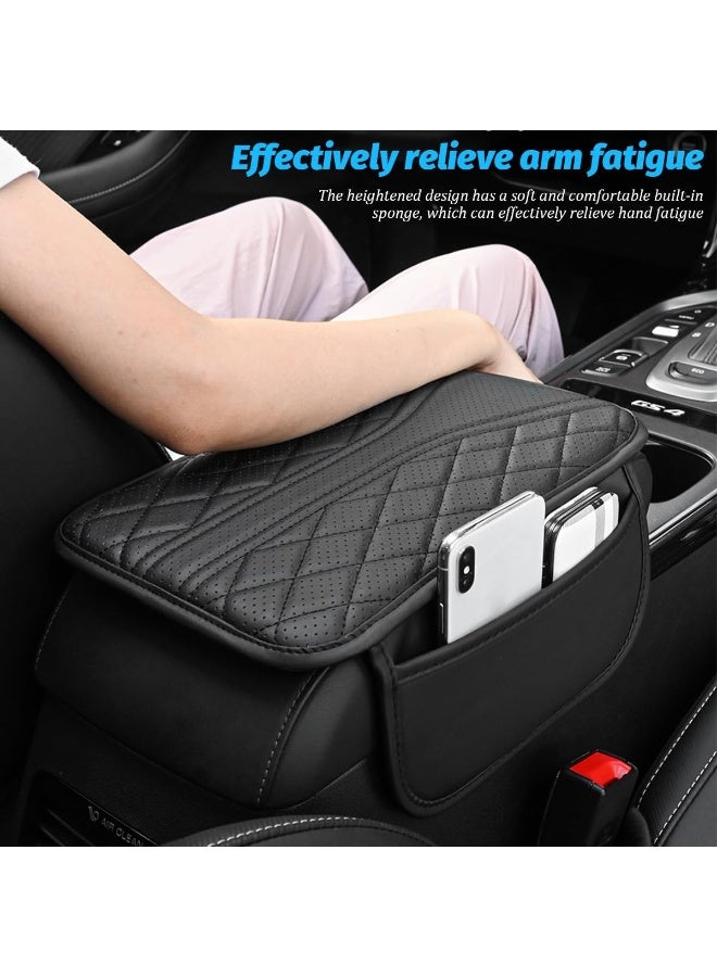 PTTIMFFM Car Center Console Cover with 2 Storage Pockets, Premium Nappa Leather Armrest Cushion Pad, Waterproof & Scratch-Resistant Interior Protector for SUV, Sedan, Truck - Image 2