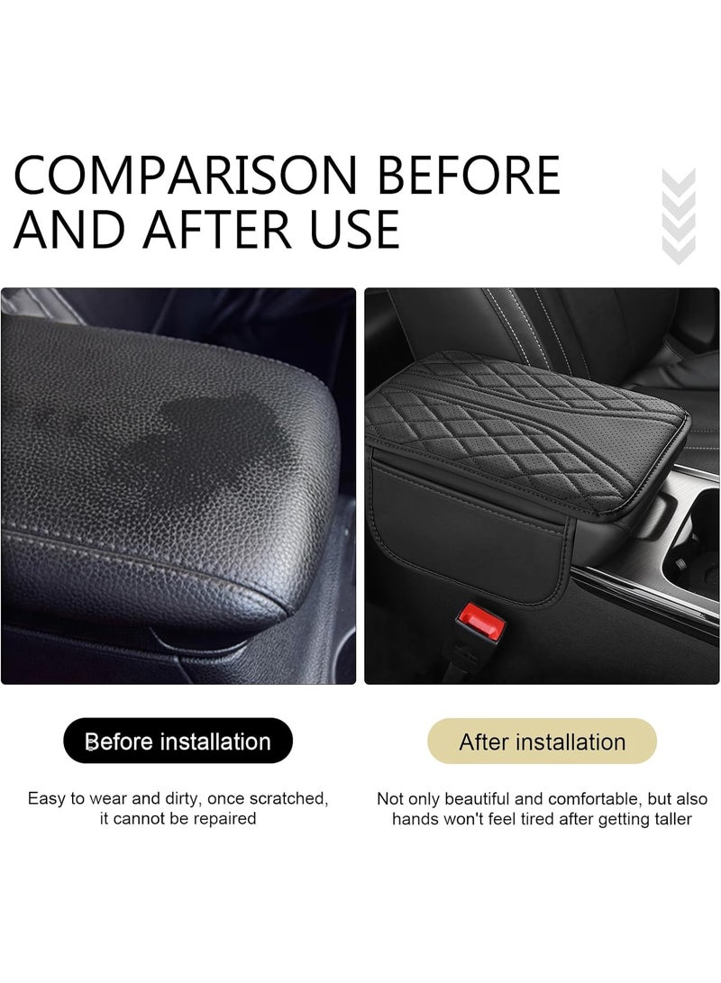 PTTIMFFM Car Center Console Cover with 2 Storage Pockets, Premium Nappa Leather Armrest Cushion Pad, Waterproof & Scratch-Resistant Interior Protector for SUV, Sedan, Truck - Image 5