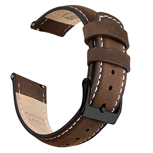 Ritche Quick Release Leather Watch Band 18mm 19mm 20mm 21mm 22mm 23mm 24mm Leather Watch Strap Saddle Brown White Black 20mm Vintage - Image 1