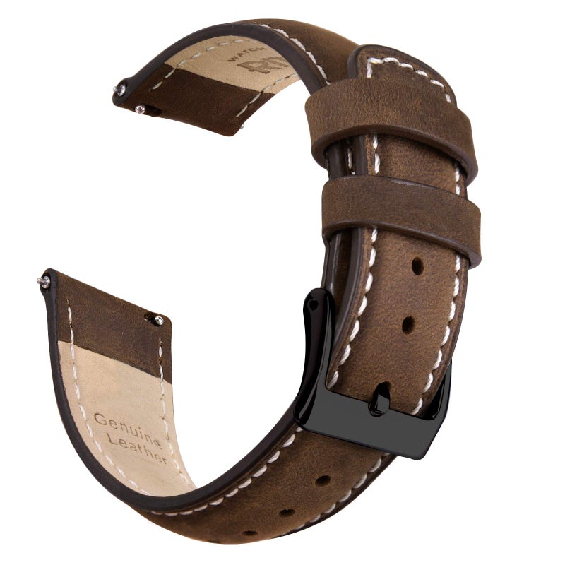 Ritche Quick Release Leather Watch Band 18mm 19mm 20mm 21mm 22mm 23mm 24mm Leather Watch Strap Saddle Brown White Black 20mm Vintage - Image 2