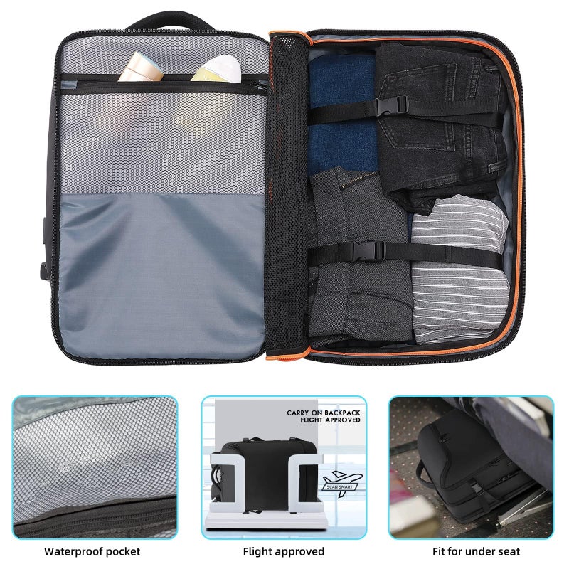 TANGCORLE Travel Carry on Backpack 50L Expandable Flight Approved Backpacks 17.3 inch Laptop and USB Charging Port bags Water Resistant Business Back Pack for Women & Men - Image 4