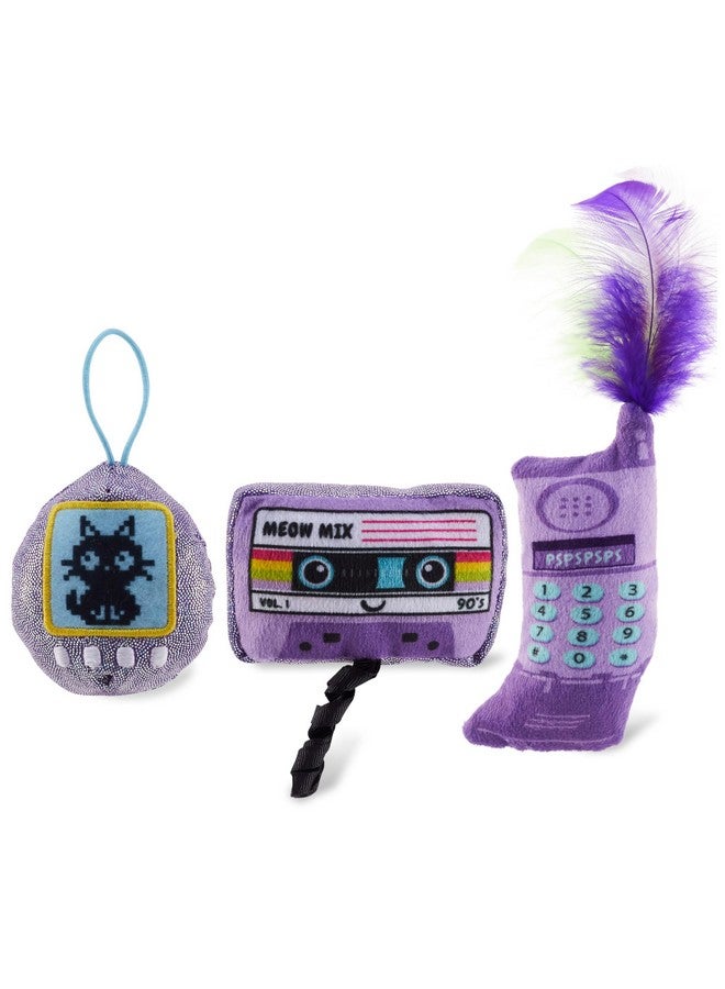 Catstages So Meowsome 90s Themed Plush Catnip Blend Cat Toys, 3Pk, Multicolored - Image 1