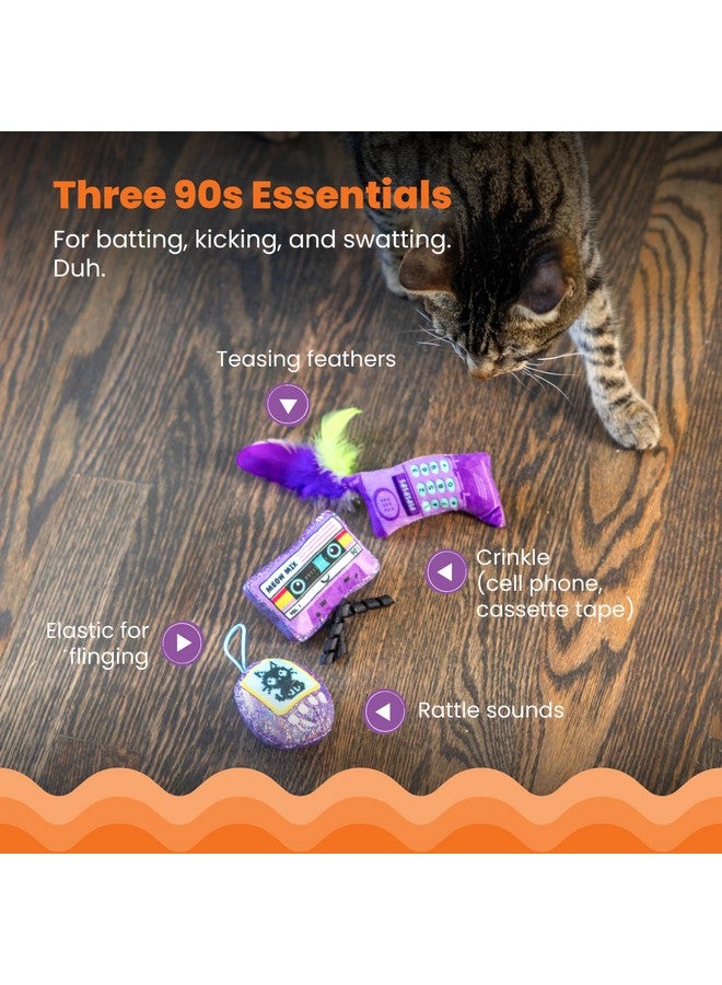 Catstages So Meowsome 90s Themed Plush Catnip Blend Cat Toys, 3Pk, Multicolored - Image 3