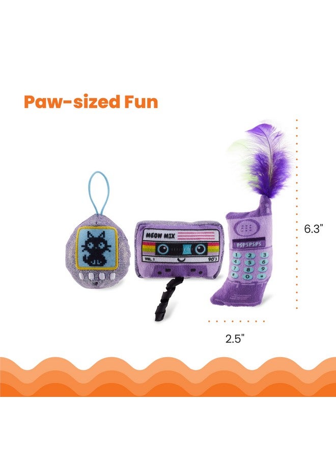 Catstages So Meowsome 90s Themed Plush Catnip Blend Cat Toys, 3Pk, Multicolored - Image 5