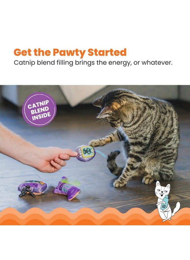 Catstages So Meowsome 90s Themed Plush Catnip Blend Cat Toys, 3Pk, Multicolored - Image 4