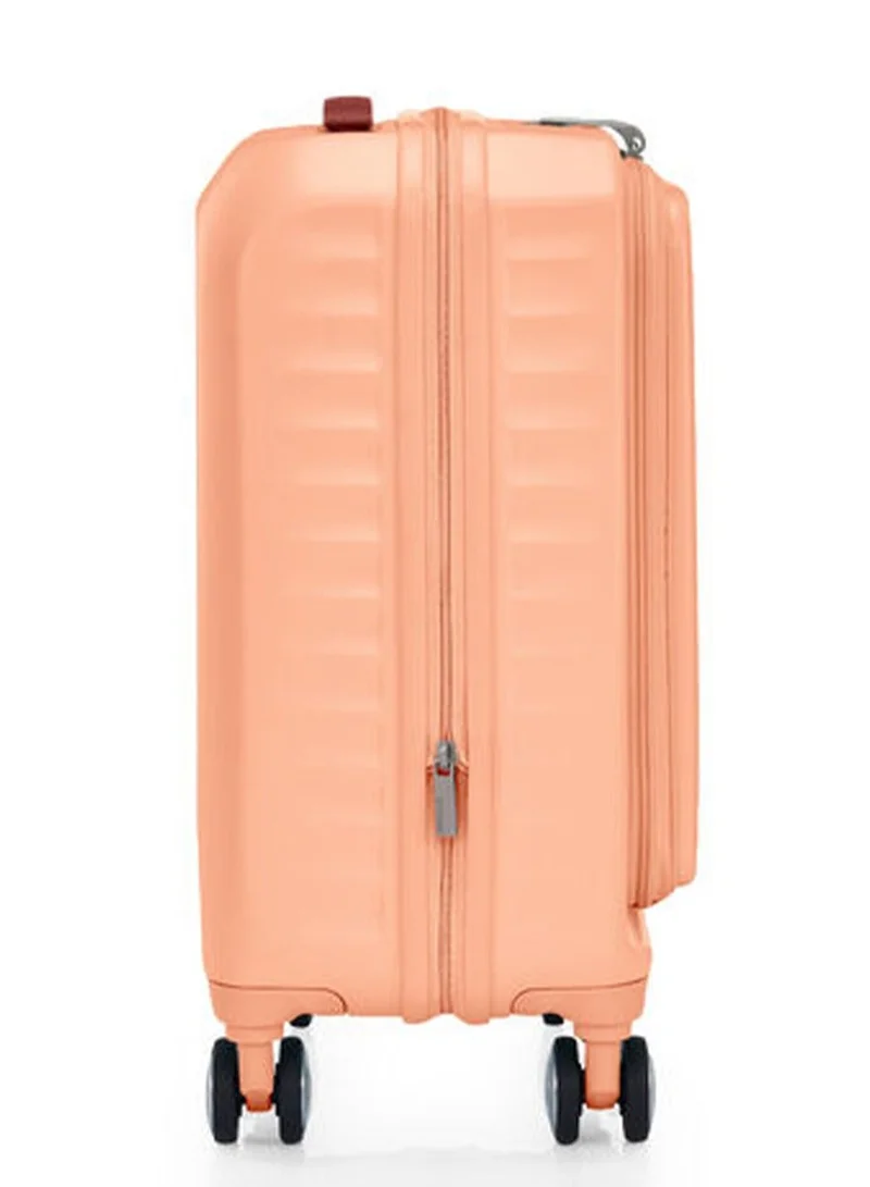 American Tourister  Frontec Suitcase, Cabin Size 54 cm / 20 inch, 4 Spinner Wheels, Hard Top, Polycarbonate, Apricot|Expandable|Book Opening|Front Laptop Compartment|2-in-1 Optimov™ + STEPause™ Shock Absorbing Wheels|TSA 008 Lock|DuoSaf™ Security Zipper|USB Port - 3 Years International Warranty  | Best Price UAE