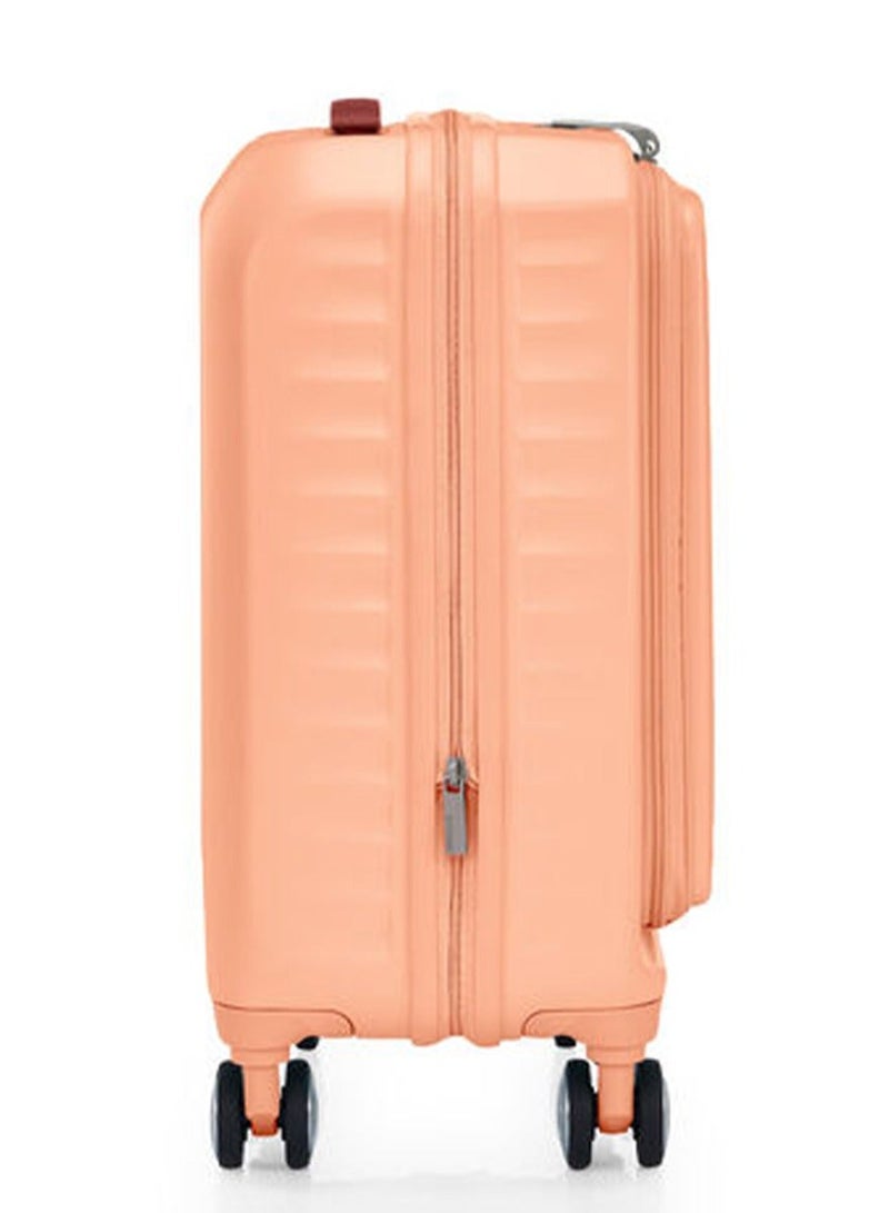 AMERICAN TOURISTER Frontec Suitcase, Cabin Size 54 cm / 20 inch, 4 Spinner Wheels, Hard Top, Polycarbonate, Apricot|Expandable|Book Opening|Front Laptop Compartment|2-in-1 Optimov™ + STEPause™ Shock Absorbing Wheels|TSA 008 Lock|DuoSaf™ Security Zipper|USB Port - 3 Years International Warranty - Image 3