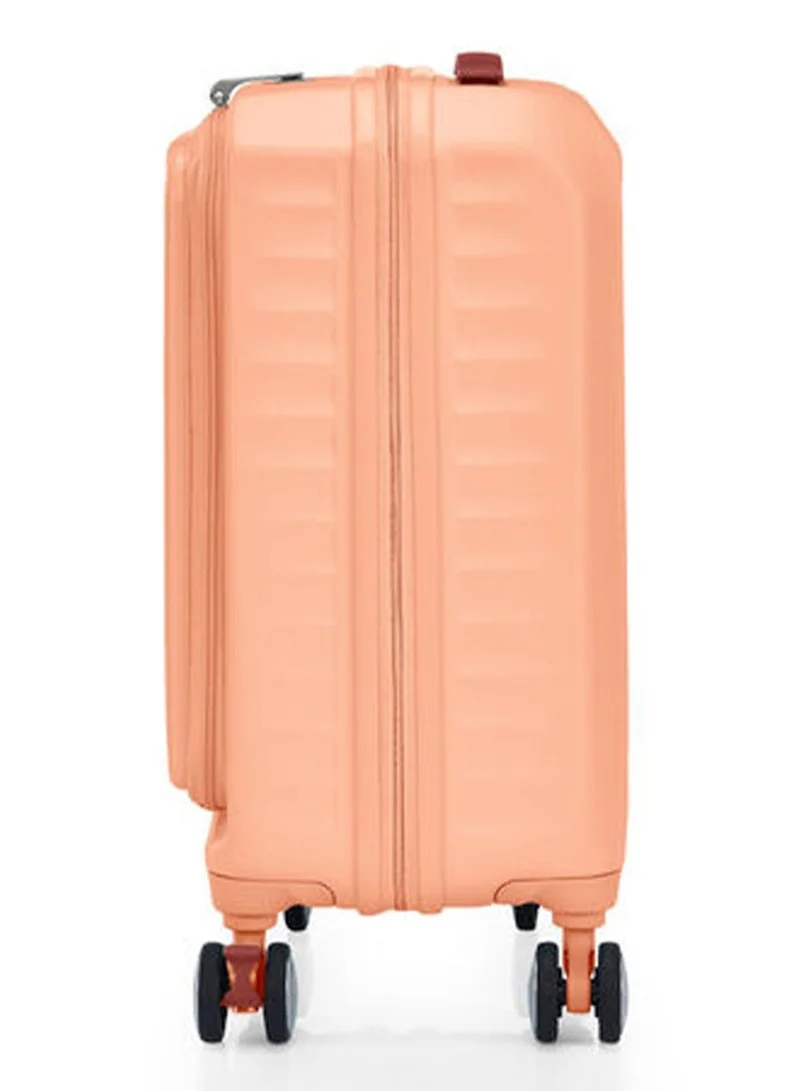 American Tourister  Frontec Suitcase, Cabin Size 54 cm / 20 inch, 4 Spinner Wheels, Hard Top, Polycarbonate, Apricot|Expandable|Book Opening|Front Laptop Compartment|2-in-1 Optimov™ + STEPause™ Shock Absorbing Wheels|TSA 008 Lock|DuoSaf™ Security Zipper|USB Port - 3 Years International Warranty  | Best Price UAE