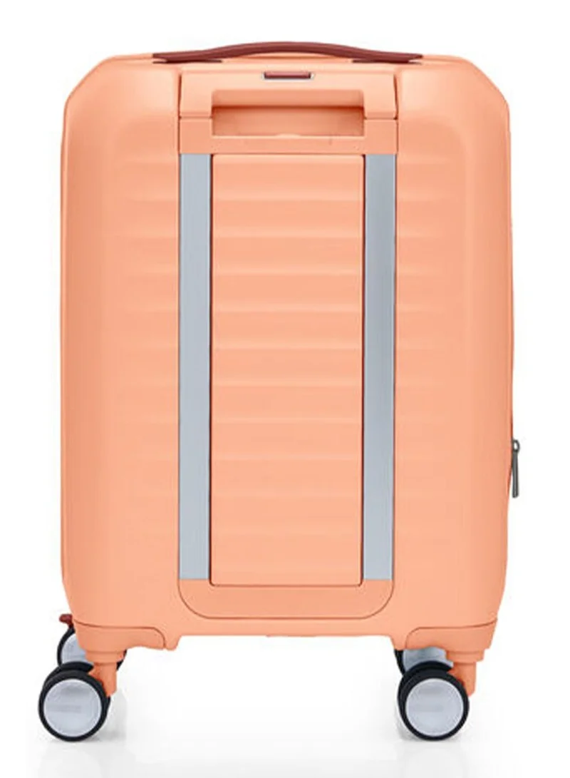 American Tourister  Frontec Suitcase, Cabin Size 54 cm / 20 inch, 4 Spinner Wheels, Hard Top, Polycarbonate, Apricot|Expandable|Book Opening|Front Laptop Compartment|2-in-1 Optimov™ + STEPause™ Shock Absorbing Wheels|TSA 008 Lock|DuoSaf™ Security Zipper|USB Port - 3 Years International Warranty  | Best Price UAE