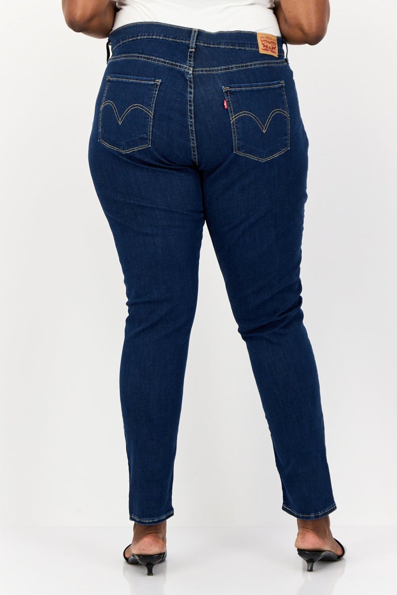 Levi's جينز نسائي بقصة منحنية، خصر عالي، غسلة داكنة، أزرق غامق - Image 3