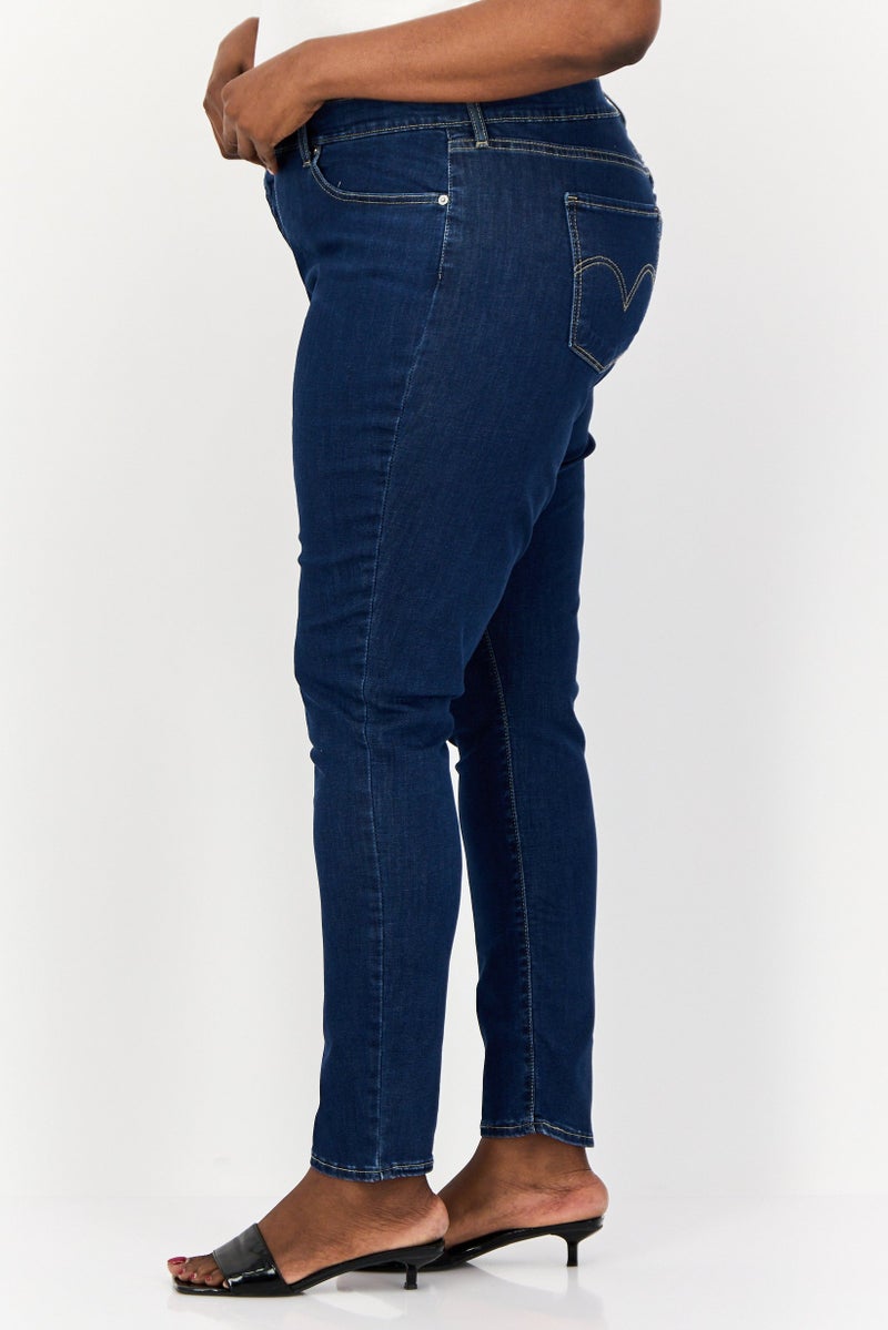 Levi's جينز نسائي بقصة منحنية، خصر عالي، غسلة داكنة، أزرق غامق - Image 2