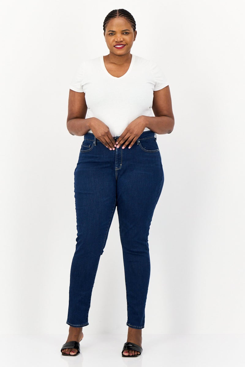 Levi's جينز نسائي بقصة منحنية، خصر عالي، غسلة داكنة، أزرق غامق - Image 4