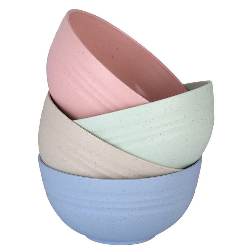 WANBY Lightweight Plastic Bowls Set Unbreakable Dinner Dishes Bowl Set NonToxin Dishwasher  Microwave Safe BPA Free and Healthy 26 Oz 4 Pack