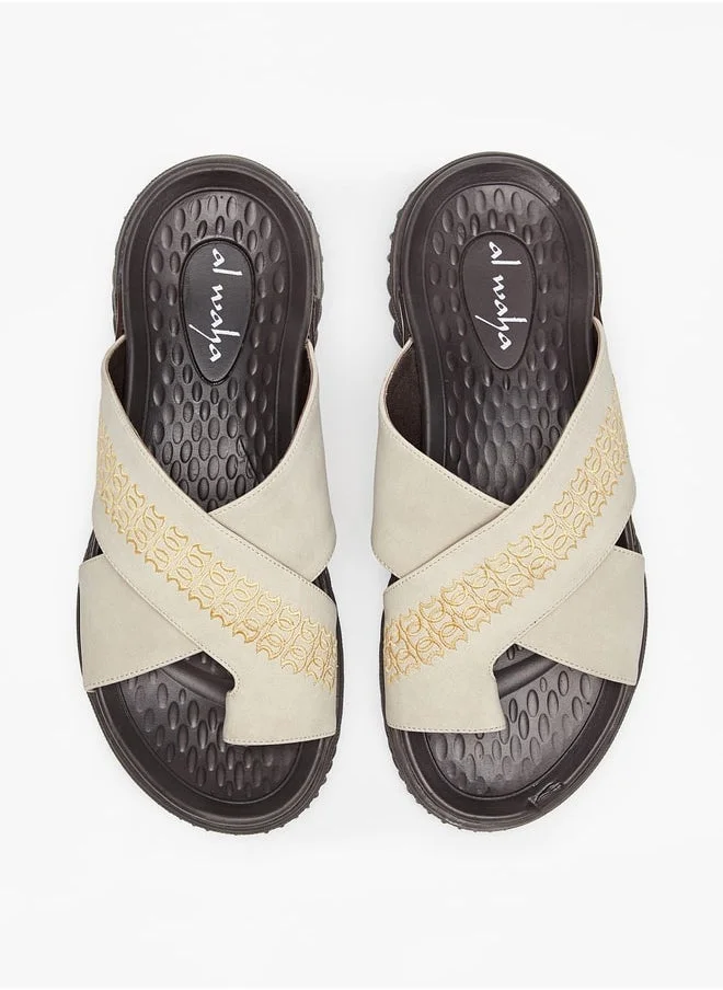 الواحة Textured Slip-On Arabic Sandals