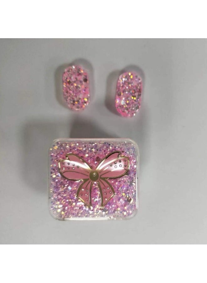 Generic - Suitable For Data Cable Apple Charger Protective Cover 20w Transparent Soft Shell Wave erfly Glitter Style-Specifications:Pink Three-piece Set - Image 1
