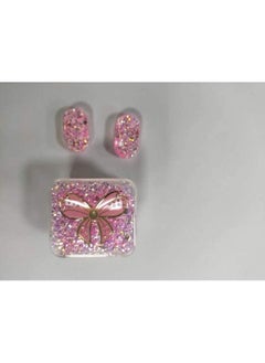 Suitable For Data Cable Apple Charger Protective Cover 20w Transparent Soft Shell Wave erfly Glitter Style-Specifications:Pink Three-piece Set