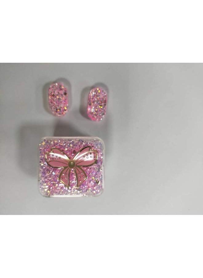 Generic - Suitable For Data Cable Apple Charger Protective Cover 20w Transparent Soft Shell Wave erfly Glitter Style-Specifications:Pink Three-piece Set - Image 1