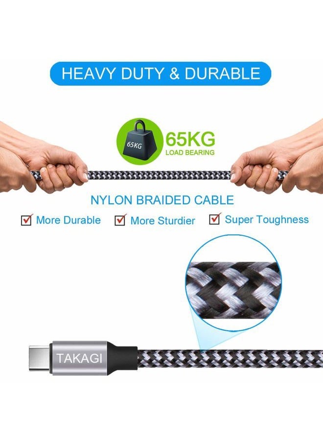TAKAGI USB Type C Cable 3A Fast Charging, (3-Pack 6feet) USB-A to USB-C Nylon Braided Data Sync Transfer Cord Compatible with Galaxy S10 S10E S9 S8 S20 Plus, Note 10 9 8 and Other USB C Charger - Image 4