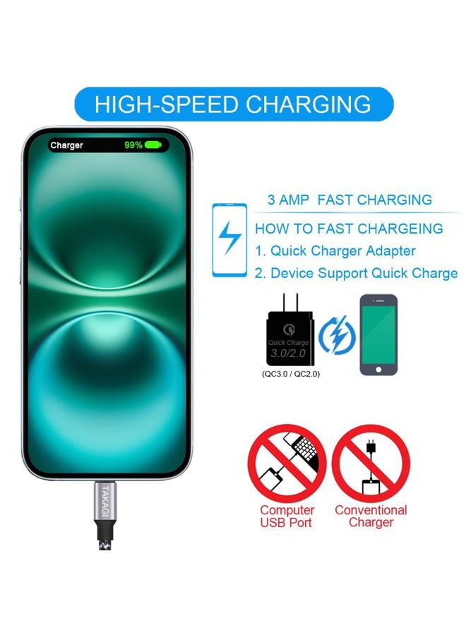 TAKAGI USB Type C Cable 3A Fast Charging, (3-Pack 6feet) USB-A to USB-C Nylon Braided Data Sync Transfer Cord Compatible with Galaxy S10 S10E S9 S8 S20 Plus, Note 10 9 8 and Other USB C Charger - Image 5