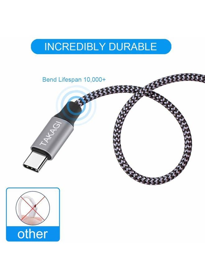 TAKAGI USB Type C Cable 3A Fast Charging, (3-Pack 6feet) USB-A to USB-C Nylon Braided Data Sync Transfer Cord Compatible with Galaxy S10 S10E S9 S8 S20 Plus, Note 10 9 8 and Other USB C Charger - Image 3