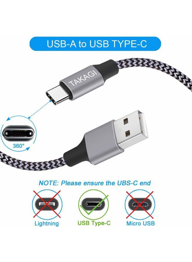 TAKAGI USB Type C Cable 3A Fast Charging, (3-Pack 6feet) USB-A to USB-C Nylon Braided Data Sync Transfer Cord Compatible with Galaxy S10 S10E S9 S8 S20 Plus, Note 10 9 8 and Other USB C Charger - Image 2