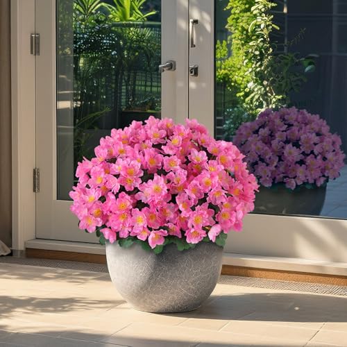 Juxdp 2 Sets of Artificial Camellia Topiary Ball Trees - Fake Flower Potted Plants, UV Resistant Faux Camellia Potted Bushes for Front Door, Farmhouse, Porch, Garden, Outdoor Decoration (Pink) - Image 4
