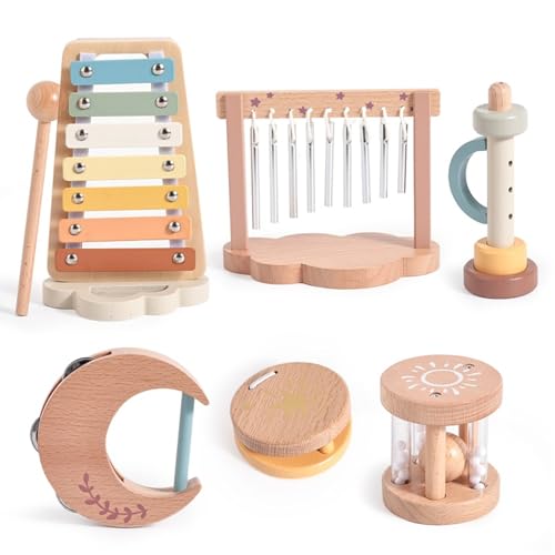 Smartwo Baby Montessori Musical InstrumentsWooden Percussion Xylophone Musical Toys for ToddlersSensory Toys for 18 Month OldKids Preschool EducationalBirthday Gift for Ages 2 3 - Image 1