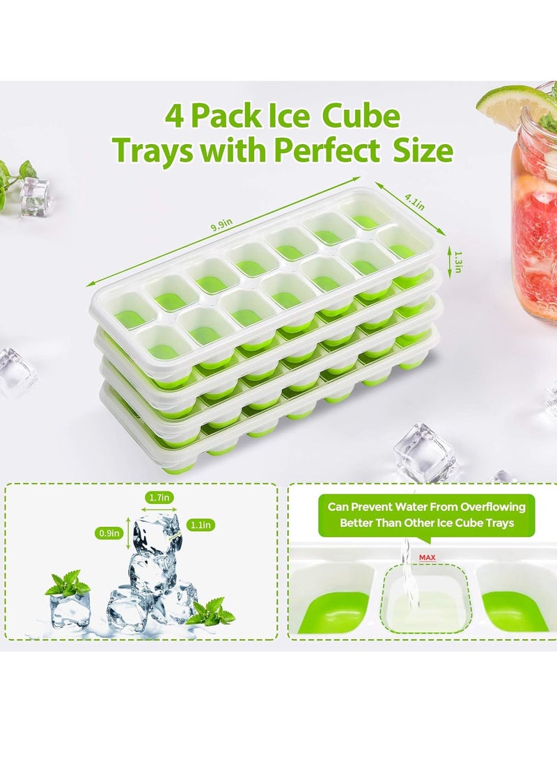 Reko - Ice Cube Trays 4 Pack, Easy-Release Flexible & Silicone 14-Ice Trays - Image 1