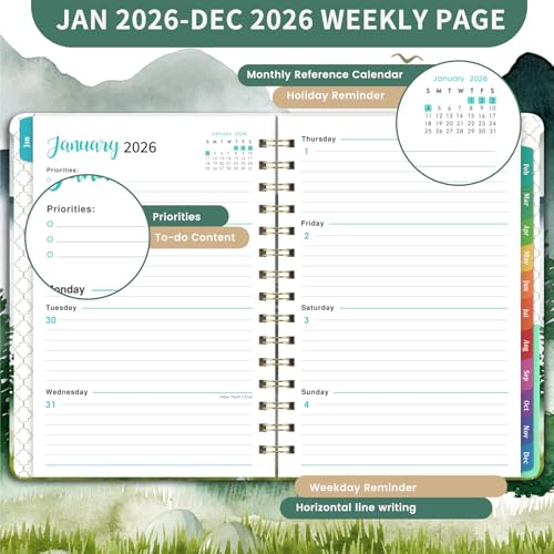 Coboll 2026 Planner - 2026 Planner Weekly and Monthly, Planner 2026 from Jan.2026-Dec.2026, 6.4" × 8.5" Planner with Thick Paper, Strong Twin-Wire Binding - Image 4