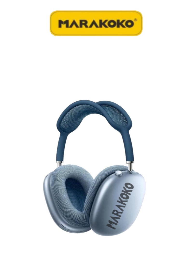 Marakoko Headphones with clear sound quality. Fast Bluetooth 5.3 headphones. Distinctive design. Wireless headphones similar to Apple. Wireless headphones with a noise-canceling microphone. Wireless headphones with stereo sound. Wireless Bluetooth headphones with an external memory port. Sound-isolating headphones from the Maracoco brand, model MA-EP98.  - Image 2