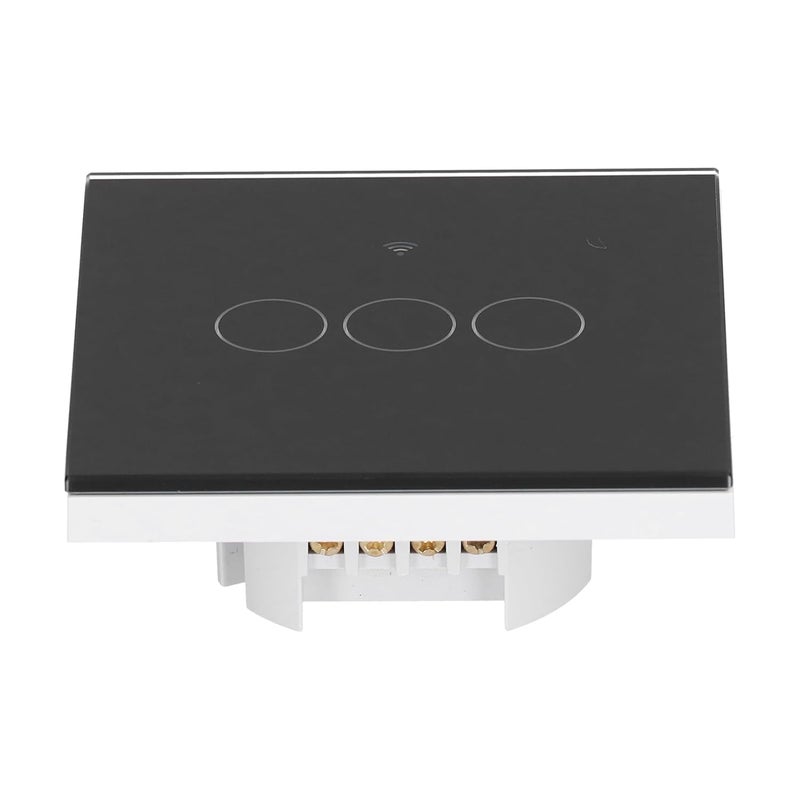 مفتاح إضاءة ذكي ثلاثي Zigbee 3 - لوحة لمس زجاج مقوى 100-240 فولت - تحكم صوتي وتطبيق عن بعد، إعداد واي فاي سهل لأتمتة المنزل (أسود) - Image 3
