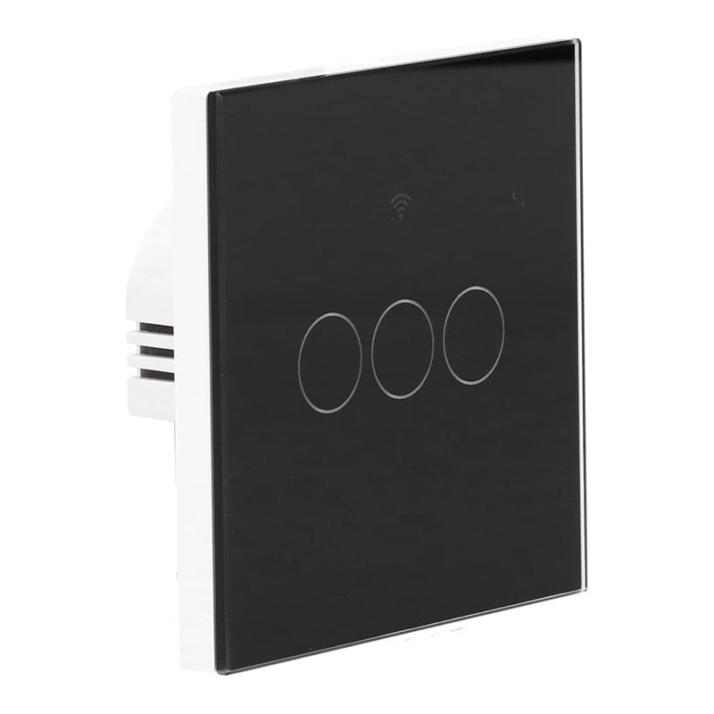 مفتاح إضاءة ذكي ثلاثي Zigbee 3 - لوحة لمس زجاج مقوى 100-240 فولت - تحكم صوتي وتطبيق عن بعد، إعداد واي فاي سهل لأتمتة المنزل (أسود) - Image 2