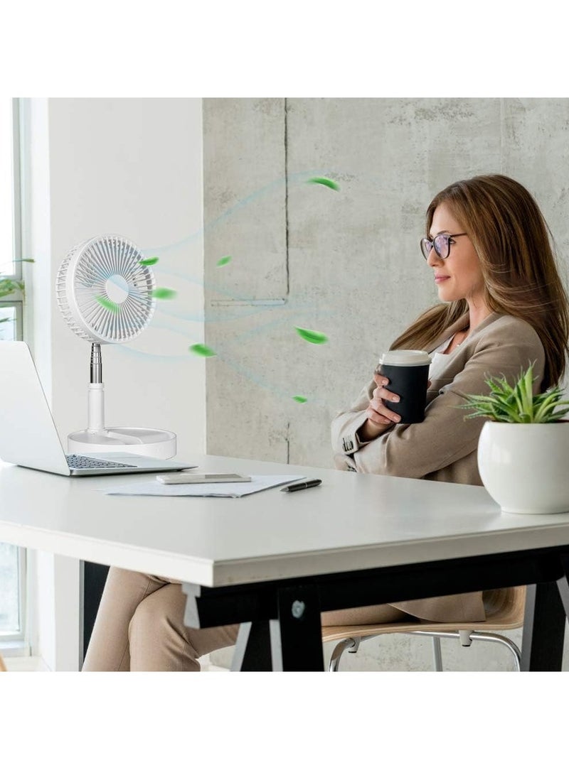 Pedestal Fan Foldaway, Portable, Rechargeable, Integrated 7200mAh battery, Desk or Floor suitable for Home Kitchen Camping (White) (No remote control) - Image 2