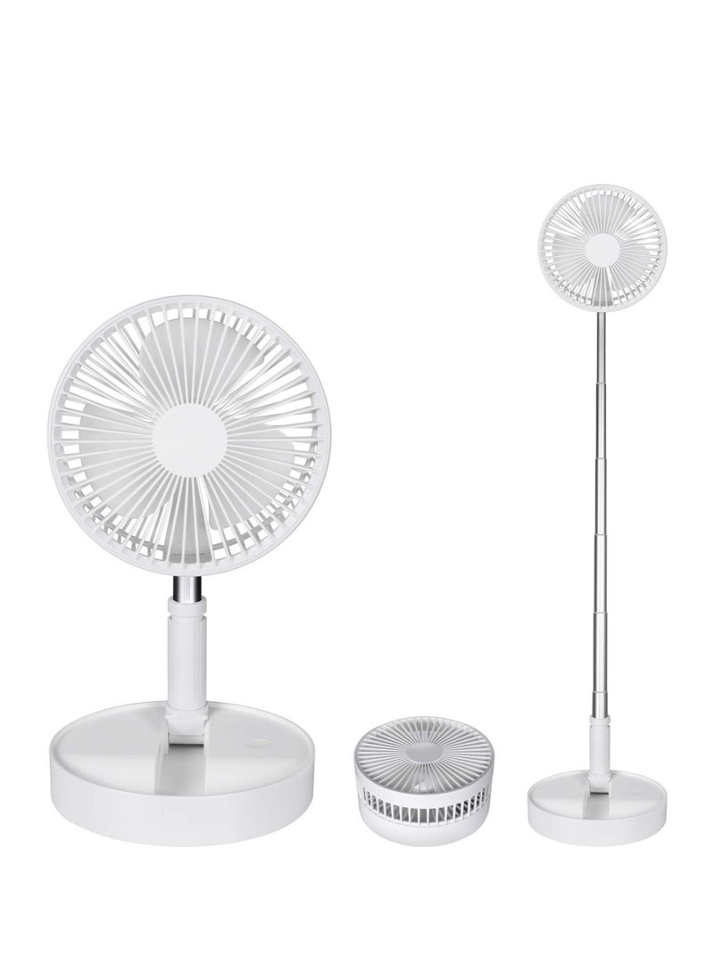 Pedestal Fan Foldaway, Portable, Rechargeable, Integrated 7200mAh battery, Desk or Floor suitable for Home Kitchen Camping (White) (No remote control) - Image 1