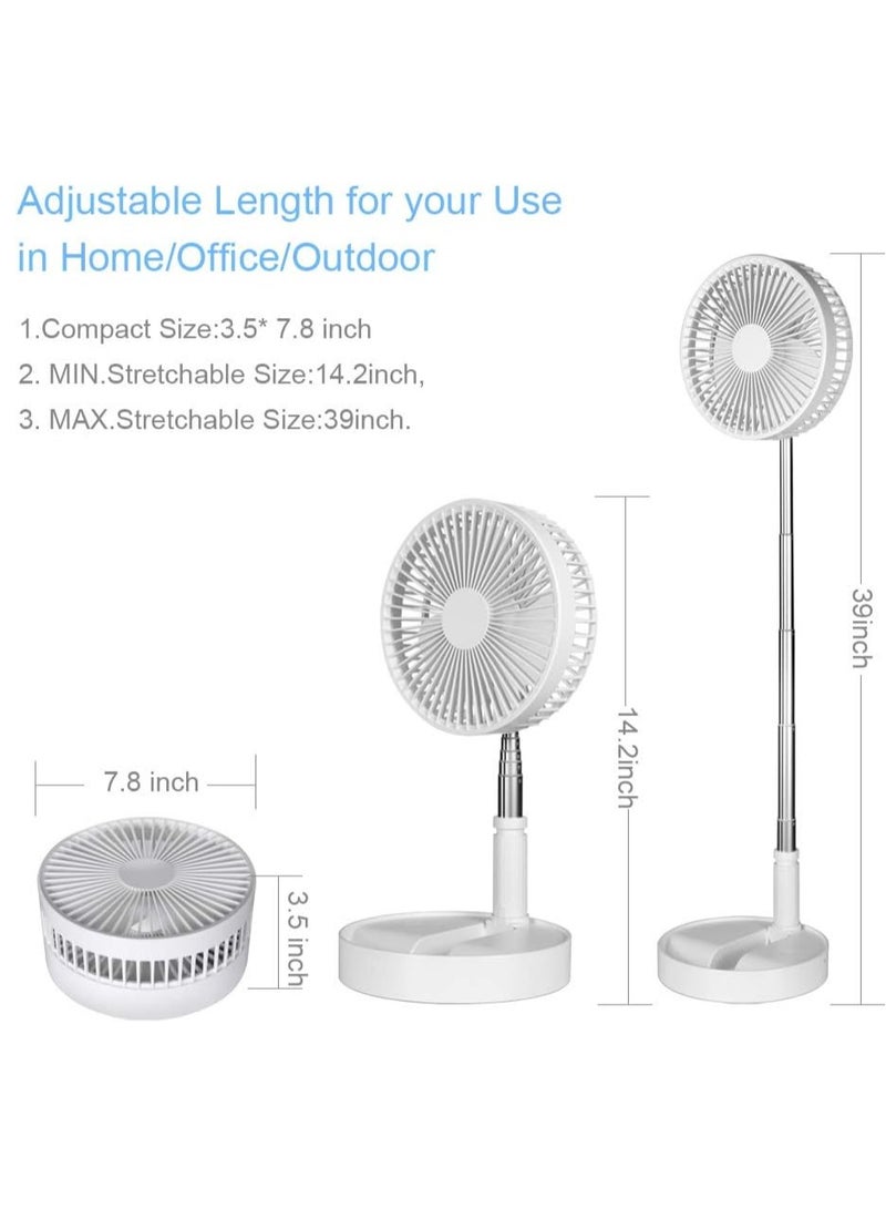 Pedestal Fan Foldaway, Portable, Rechargeable, Integrated 7200mAh battery, Desk or Floor suitable for Home Kitchen Camping (White) (No remote control) - Image 3