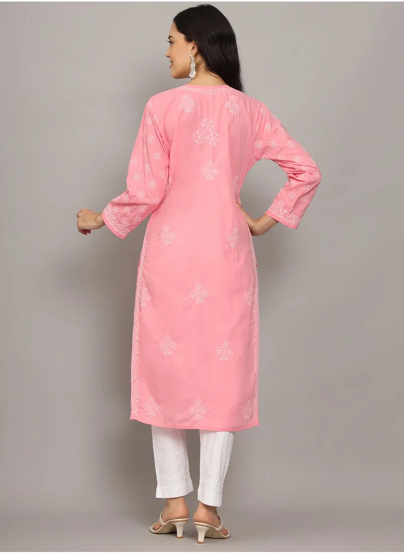 Alaya Women Hand Embroidered Chikankari Cotton Kurta-AL4043