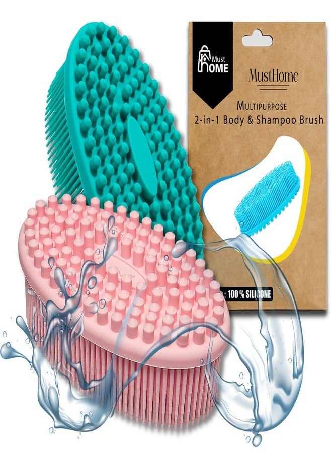 MustHome | Body scrubber for bathing | Exfoliating gloves | Silicone body scrubber | Back scrubber for bathing | Body scrubber | Pack of 1 | Random Color | Dead Skin Cell Remover - Image 1