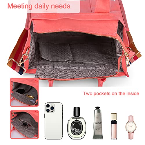 MEEJUNE Canvas Tote Bag for Women with Zipper and Adjustable Strap - Top Handle and Crossbody Styles - Image 3